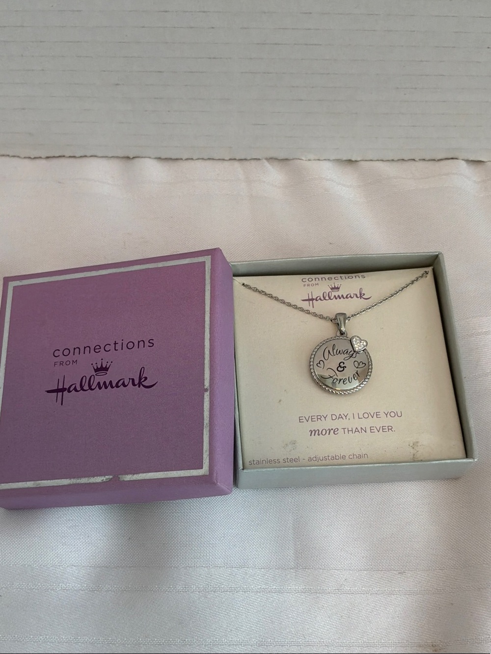 Hallmark Silver 'Always & Forever' Round Heart Pendant Necklace